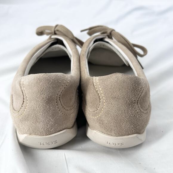 TOD'S Beige & Metallic Leather Driving Sneaker Performance Shoes Womens Size 11 - Picture 8 of 13